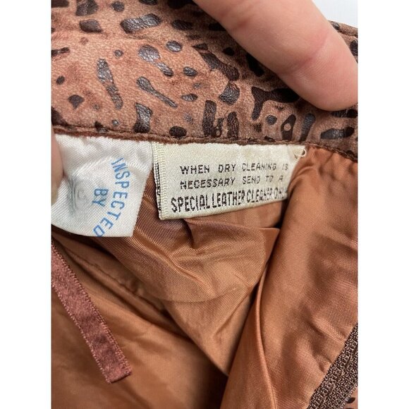 Vintage G-III Global Identity Brown Animal Print Leather Pencil Skirt Size 3/4 - Picture 6 of 9